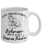 Drama Teacher Mug Never Underestimate A Woman Who Is Also A Drama Teacher Coffee Cup White