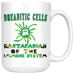 Dreaditic Cells Science Biology Mug Rastafarian Of Immune 15oz White Coffee Mugs