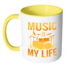 Drummers Mug Music Is My Life White 11oz Accent Coffee Mugs