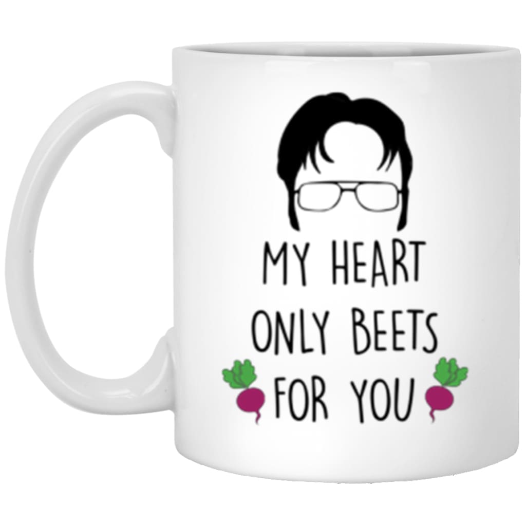 Dwight Beet Farmer Mug My Heart Only Beets For You Valentines Gift 11oz White Coffee Cup XP8434