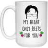 Dwight Beet Farmer Mug My Heart Only Beets For You Valentines Gift 15oz White Coffee Cup 21504