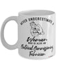 Electrical Commissioning Technician Mug Never Underestimate A Woman Who Is Also An Electrical Commissioning Tech Coffee Cup White