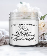 Engineering Psychologist Candle Never Underestimate A Woman Who Is Also An Engineering Psychologist 9oz Vanilla Scented Candles Soy Wax