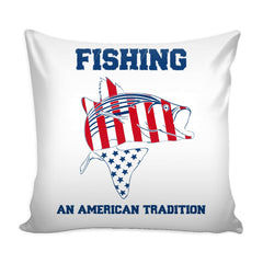 Fishing Flag Graphic Pillow Cover Fishing An American Tradition