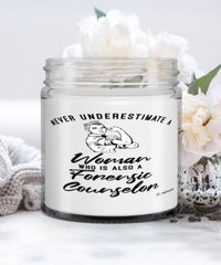 Forensic Counselor Candle Never Underestimate A Woman Who Is Also A Forensic Counselor 9oz Vanilla Scented Candles Soy Wax