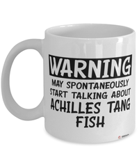 Funny Achilles Tang Mug Warning May Spontaneously Start Talking About Achilles Tang Fish Coffee Cup White