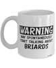 Funny Briard Mug Warning May Spontaneously Start Talking About Briards Coffee Cup White