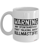 Funny Bullmastiff Mug Warning May Spontaneously Start Talking About Bullmastiffs Coffee Cup White