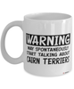 Funny Cairn Terrier Mug Warning May Spontaneously Start Talking About Cairn Terriers Coffee Cup White