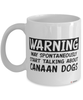 Funny Canaan Mug Warning May Spontaneously Start Talking About Canaan Dogs Coffee Cup White