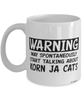 Funny Korn Ja Cat Mug Warning May Spontaneously Start Talking About Korn Ja Cats Coffee Cup White