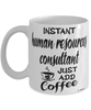 Funny Human Resources HR Consultant Mug Instant Human Resources HR Consultant Just Add Coffee Cup White
