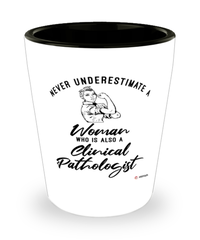Clinical Pathologist Shotglass Never Underestimate A Woman Who Is Also A Clinical Pathologist Shot Glass