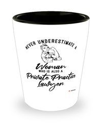 Private Practice Lawyer Shotglass Never Underestimate A Woman Who Is Also A Private Practice Lawyer Shot Glass