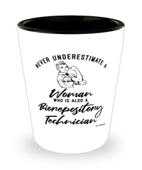 Biorepository Technician Shotglass Never Underestimate A Woman Who Is Also A Biorepository Tech Shot Glass