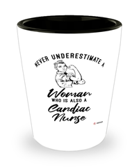 Cardiac Nurse Shotglass Never Underestimate A Woman Who Is Also A Cardiac Nurse Shot Glass