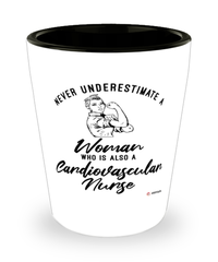 Cardiovascular Nurse Shotglass Never Underestimate A Woman Who Is Also A Cardiovascular Nurse Shot Glass