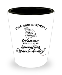 Operations Research Analyst Shotglass Never Underestimate A Woman Who Is Also An Operations Research Analyst Shot Glass