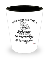 Property Manager Shotglass Never Underestimate A Woman Who Is Also A Property Manager Shot Glass