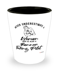 Banner Towing Pilot Shotglass Never Underestimate A Woman Who Is Also A Banner Towing Pilot Shot Glass