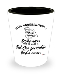 Soil Conservation Technician Shotglass Never Underestimate A Woman Who Is Also A Soil Conservation Tech Shot Glass