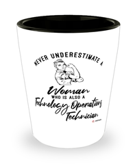 Technology Operations Technician Shotglass Never Underestimate A Woman Who Is Also A Technology Operations Tech Shot Glass