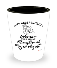 Educational Psychologist Shotglass Never Underestimate A Woman Who Is Also An Educational Psychologist Shot Glass