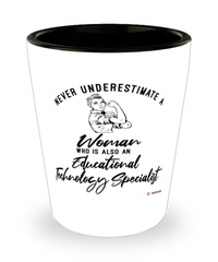 Educational Technology Specialist Shotglass Never Underestimate A Woman Who Is Also An Educational Technology Specialist Shot Glass