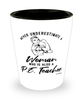 P.E. Teacher Shotglass Never Underestimate A Woman Who Is Also A P.E. Teacher Shot Glass