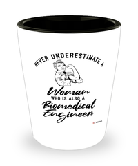 Biomedical Engineer Shotglass Never Underestimate A Woman Who Is Also A Biomedical Engineer Shot Glass