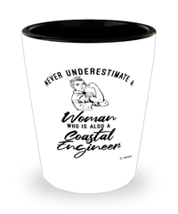 Coastal Engineer Shotglass Never Underestimate A Woman Who Is Also A Coastal Engineer Shot Glass