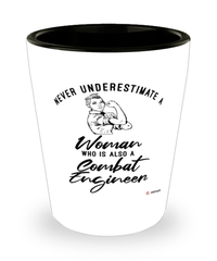 Combat Engineer Shotglass Never Underestimate A Woman Who Is Also A Combat Engineer Shot Glass