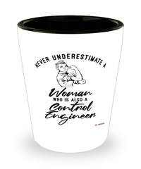 Control Engineer Shotglass Never Underestimate A Woman Who Is Also A Control Engineer Shot Glass