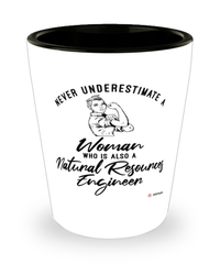 Natural Resources Engineer Shotglass Never Underestimate A Woman Who Is Also A Natural Resources Engineer Shot Glass