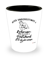 Network Engineer Shotglass Never Underestimate A Woman Who Is Also A Network Engineer Shot Glass