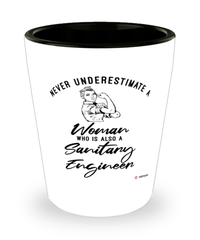 Sanitary Engineer Shotglass Never Underestimate A Woman Who Is Also A Sanitary Engineer Shot Glass