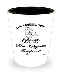 Water Resources Engineer Shotglass Never Underestimate A Woman Who Is Also A Water Resources Engineer Shot Glass