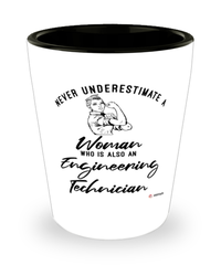 Engineering Technician Shotglass Never Underestimate A Woman Who Is Also An Engineering Tech Shot Glass