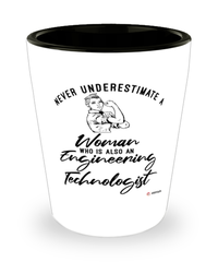 Engineering Technologist Shotglass Never Underestimate A Woman Who Is Also An Engineering Technologist Shot Glass