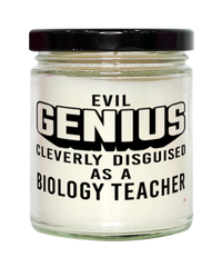 Funny Biology Teacher Candle Evil Genius Cleverly Disguised As A Biology Teacher 9oz Vanilla Scented Candles Soy Wax