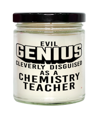 Funny Chemistry Teacher Candle Evil Genius Cleverly Disguised As A Chemistry Teacher 9oz Vanilla Scented Candles Soy Wax