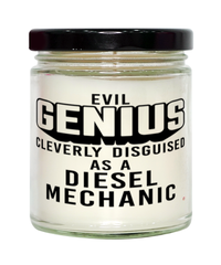 Funny Diesel Mechanic Candle Evil Genius Cleverly Disguised As A Diesel Mechanic 9oz Vanilla Scented Candles Soy Wax