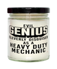 Funny Heavy Duty Mechanic Candle Evil Genius Cleverly Disguised As A Heavy Duty Mechanic 9oz Vanilla Scented Candles Soy Wax