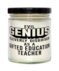 Funny Gifted Education Teacher Candle Evil Genius Cleverly Disguised As A Gifted Education Teacher 9oz Vanilla Scented Candles Soy Wax