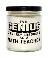 Funny Math Teacher Candle Evil Genius Cleverly Disguised As A Math Teacher 9oz Vanilla Scented Candles Soy Wax
