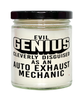 Funny Auto Exhaust Mechanic Candle Evil Genius Cleverly Disguised As An Auto Exhaust Mechanic 9oz Vanilla Scented Candles Soy Wax