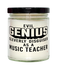 Funny Music Teacher Candle Evil Genius Cleverly Disguised As A Music Teacher 9oz Vanilla Scented Candles Soy Wax