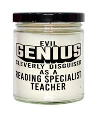 Funny Reading Specialist Teacher Candle Evil Genius Cleverly Disguised As A Reading Specialist Teacher 9oz Vanilla Scented Candles Soy Wax