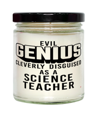 Funny Science Teacher Candle Evil Genius Cleverly Disguised As A Science Teacher 9oz Vanilla Scented Candles Soy Wax