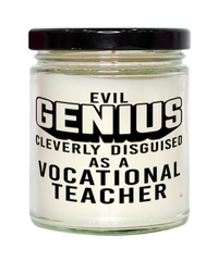 Funny Vocational Teacher Candle Evil Genius Cleverly Disguised As A Vocational Teacher 9oz Vanilla Scented Candles Soy Wax